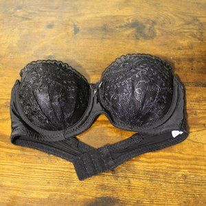 Strapless Lace Black Pushup Bra